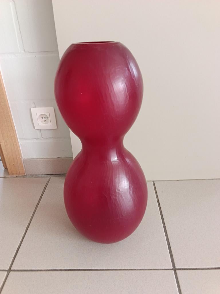 Vase en verre, Rouge, Comme neuf, Verre, Enlèvement