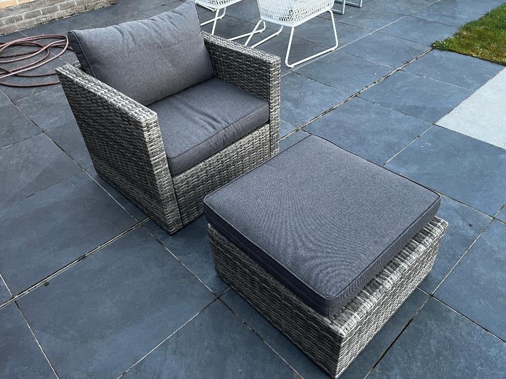 Fauteuil de jardin Exterioo GIO avec coussins gris, Enlèvement, Utilisé, Osier, Chaise