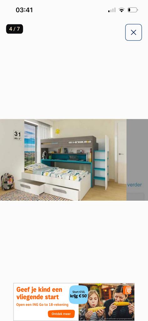 Lit mezzanine avec lit double, bureau et placards, Enlèvement, Comme neuf, Lit mezzanine