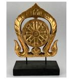 19e eeuw Antiek Thais houtsnijwerk tempelgrenssteen Thailand, Antiek en Kunst, Ophalen of Verzenden