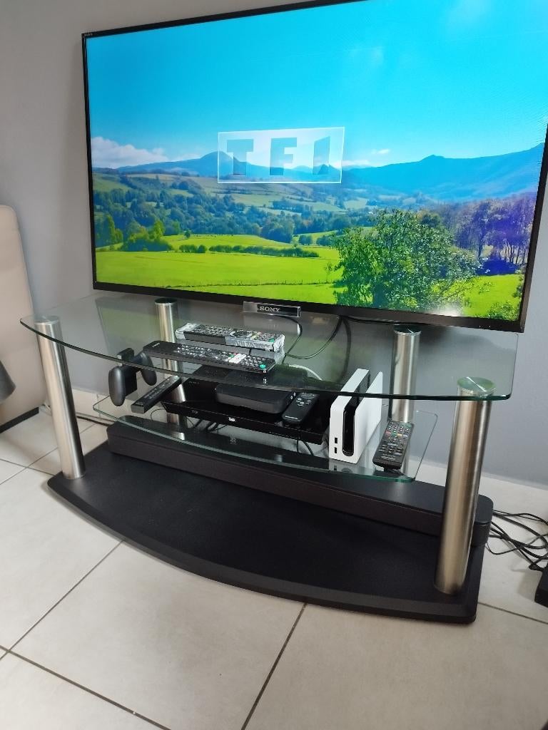 Meuble TV, 25 à 50 cm, Verre, Moins de 100 cm, Comme neuf