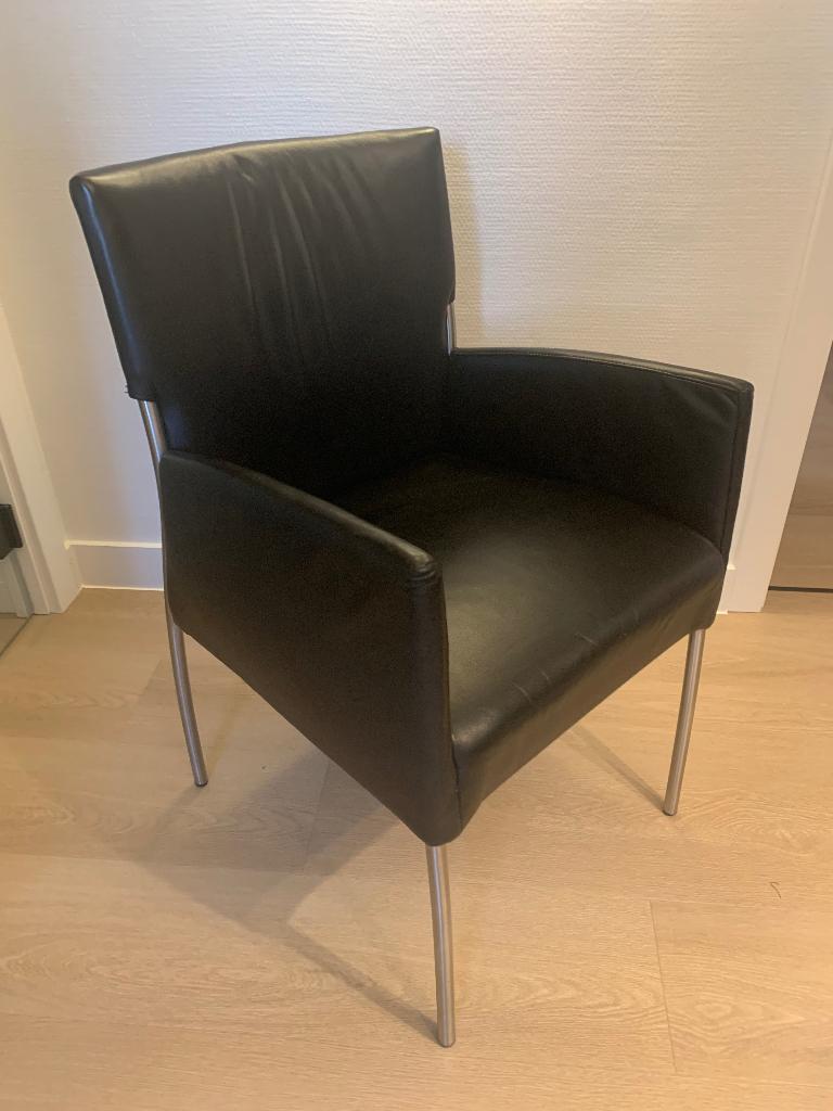 200 euro voor de 4  4prachtige stoelen lederen stoelen topm, Huis en Inrichting, Stoelen, Ophalen, Zo goed als nieuw, Zwart, Leer