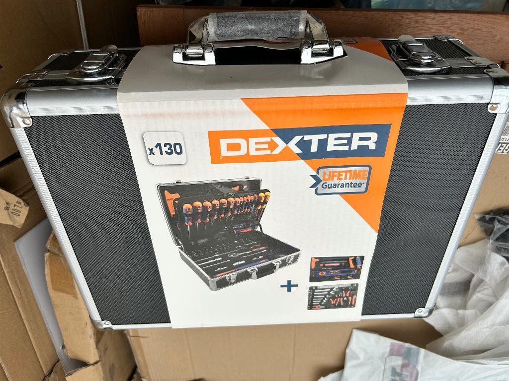 130-delige DEXTER gereedschapskoffer nieuwe set, Doe-het-zelf en Bouw, Gereedschapskisten, Ophalen, Gevuld, Nieuw