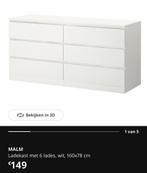 Witte kast malm, Huis en Inrichting, Ophalen, 5 laden of meer, 150 tot 200 cm, Zo goed als nieuw