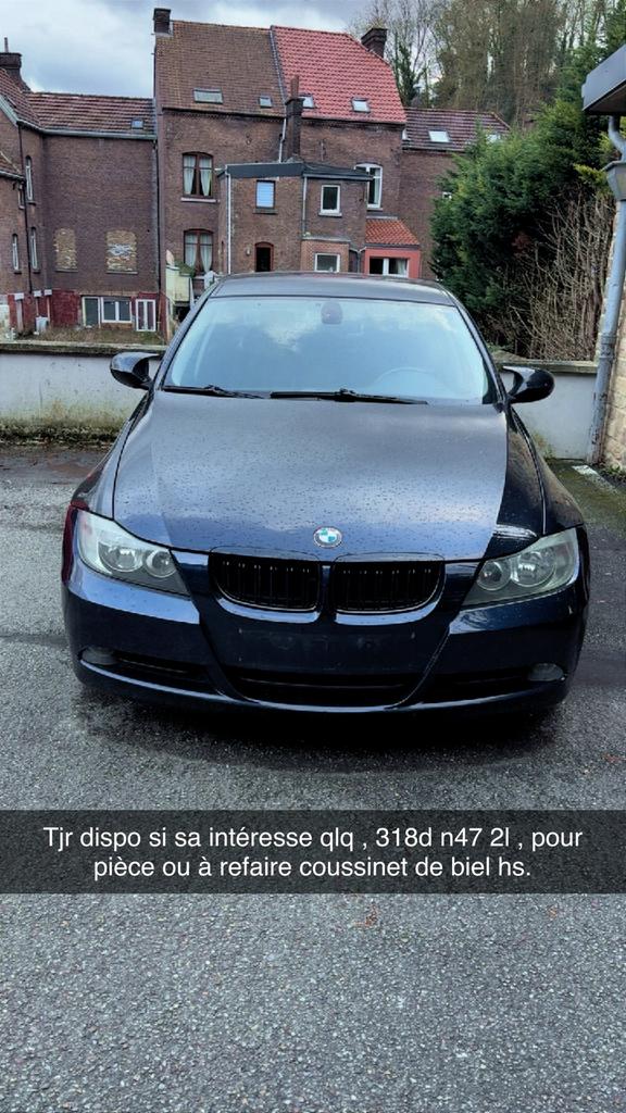 Bmw 318d 2l n47 pour piece ou a refaire., Boîte manuelle, Noir, 5 portes, Particulier