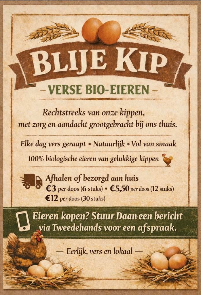 Œufs biologiques frais, Enlèvement ou Envoi