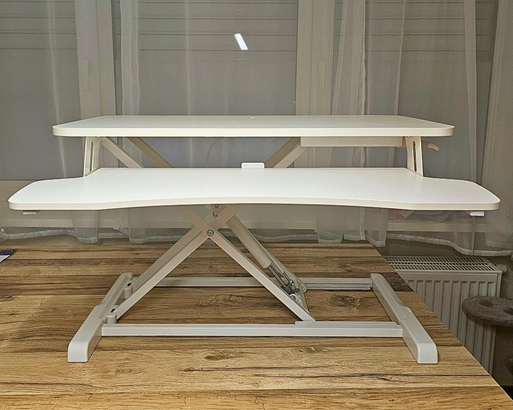 Zit-sta bureauverhoger wit – verstelbaar – ideaal thuiswerk, Ophalen, Gebruikt, Wit, Zit-sta bureau