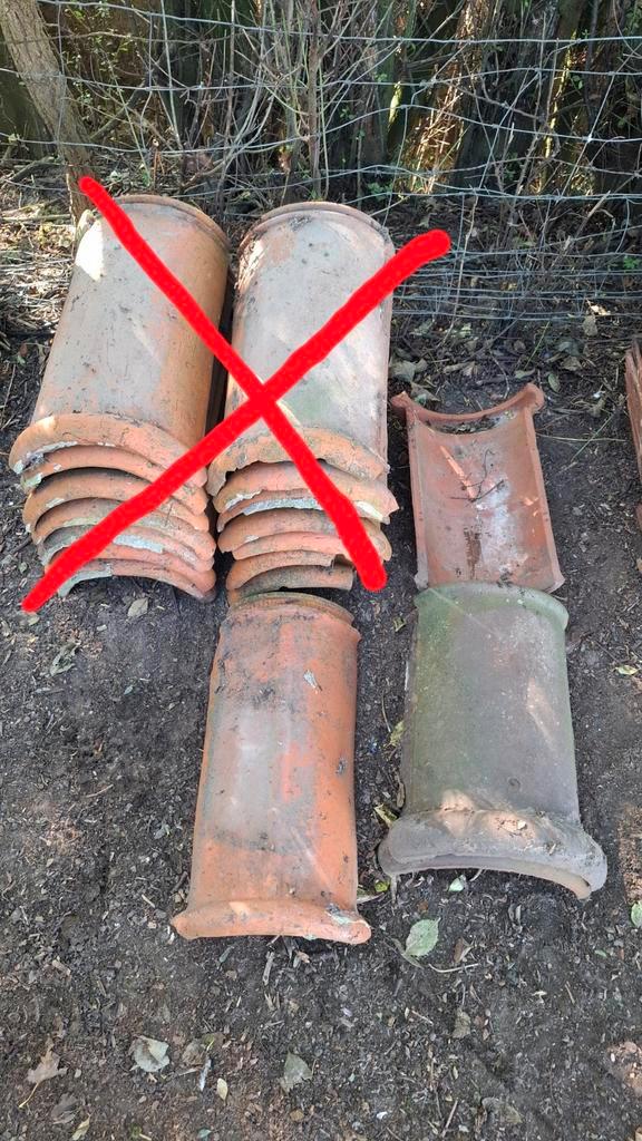 Oude nokpannen, Doe-het-zelf en Bouw, Dakpannen en Dakbedekking, Gebruikt, Dakpannen, Rood, Ophalen