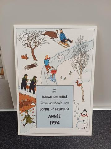 Herge tintin carte de vœux 1994 fondation herge, Enlèvement ou Envoi, Tintin, Comme neuf