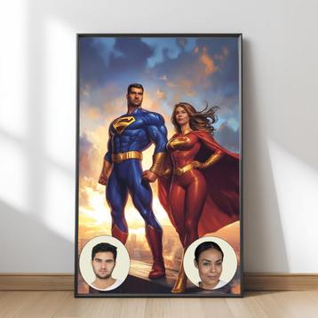 Poster/Affiche personnalisé couple Superman et Wonder Woman beschikbaar voor biedingen