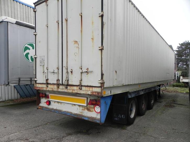 3 assige oplegger +opslag container 12m, Auto's, Vrachtwagens, Particulier, Te koop, Aanhangers en Opleggers, Ophalen