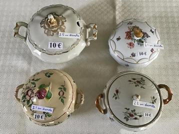 4 antieke schalen met deksel voor slechts 10 euro beschikbaar voor biedingen