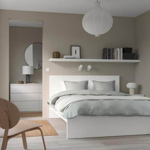 Bed Malm Ikea, Huis en Inrichting, Slaapkamer | Bedden, Gebruikt, Twijfelaar, 140 cm, 200 cm, Overige materialen, Wit, Ophalen