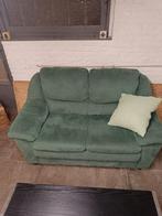 Groene vintage fauteuil en zwarte salontafel, Gebruikt, Stof, Vintage, Ophalen