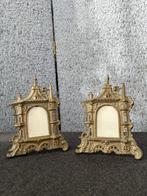 paire de cadres bronze patiné 1900 art nouveau vintage, Ophalen, Brons