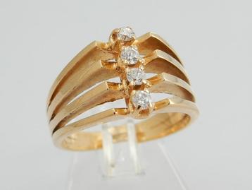 Prachtige 18 karaat Gouden Design Ring Damesring Diamant