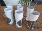 6 keramische tassen met inox houders, Uni, Comme neuf, Céramique, Enlèvement
