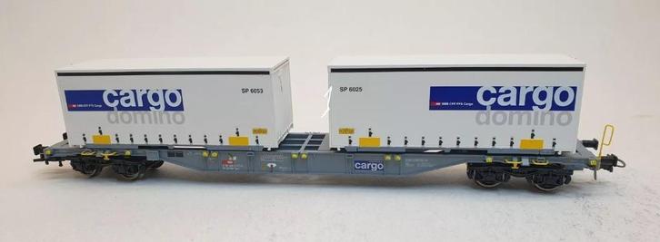 Roco 66620 Containertragwagen mit 2 Wechselbrücken Cargo SBB, Hobby en Vrije tijd, Modeltreinen | H0, Zo goed als nieuw, Wagon