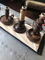 Lot 3 pieds de lampe ancien vintage bois tourne, Antiquités & Art, Enlèvement ou Envoi