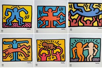 Uniek set | 6 kleurrijke litho’s + certificaat| Keith Haring beschikbaar voor biedingen