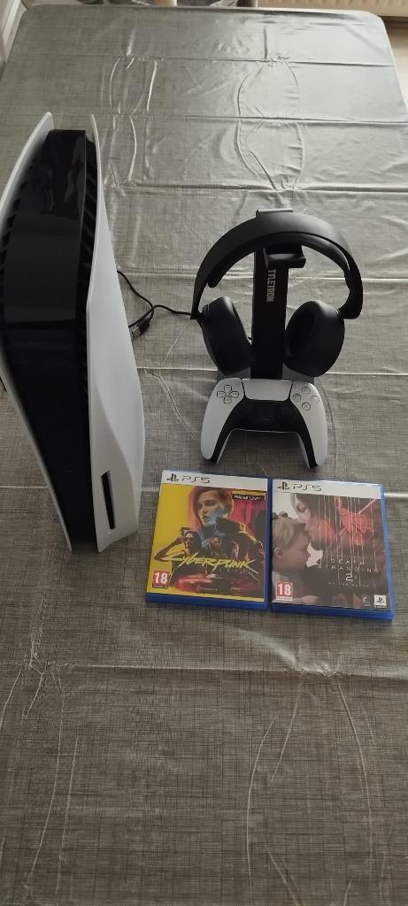 Playstation 5 disc console + headset + 2 games, Games en Spelcomputers, Spelcomputers | Sony PlayStation 5, Gebruikt, Playstation 5