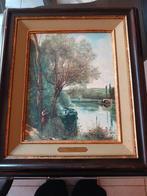 Schilderij lezeres aan de waterkant., Ophalen of Verzenden