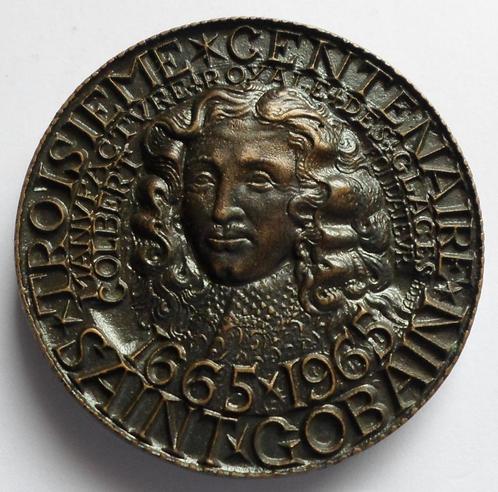 Médaille - 300 ans de verrerie Saint Gobain 1665 - 1965, Timbres & Monnaies, Pièces & Médailles, Bronze, Envoi