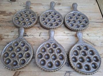 6 Vintage Franse gres slakken schaaltjes, 12 slakken beschikbaar voor biedingen