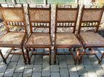 4 antieke stoelen met rieten zit en koperen handgreep., Antiek en Kunst, Ophalen