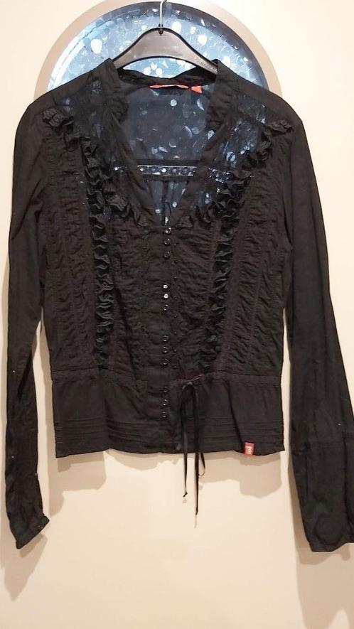 Nieuwe zwarte blouse, EDC of Mexx, zwart krijtstreep, M/ L, Kleding | Dames, Blouses en Tunieken, Nieuw, Maat 38/40 (M), Zwart