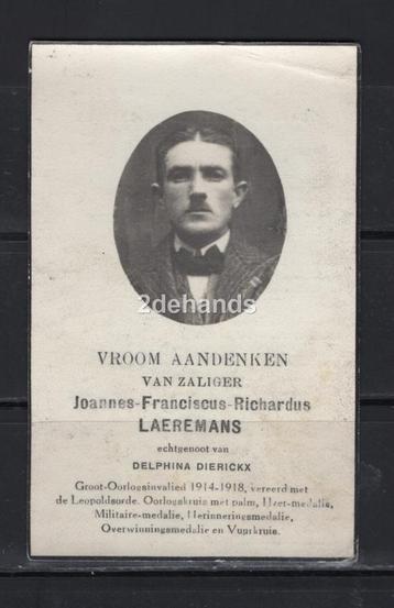 Joannes Laeremans, Dierickx, Linkhout Koersel, Envoi, Image pieuse