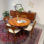 Vintage eettafel •Niels Bach• + 4 stoelen •Niels Koefoed•, Huis en Inrichting, Complete eetkamers, Ophalen of Verzenden, Gebruikt