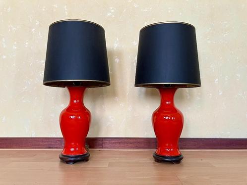 twee vintage nacht- tafellampen met kap (2x), Antiquités & Art, Curiosités & Brocante, Enlèvement