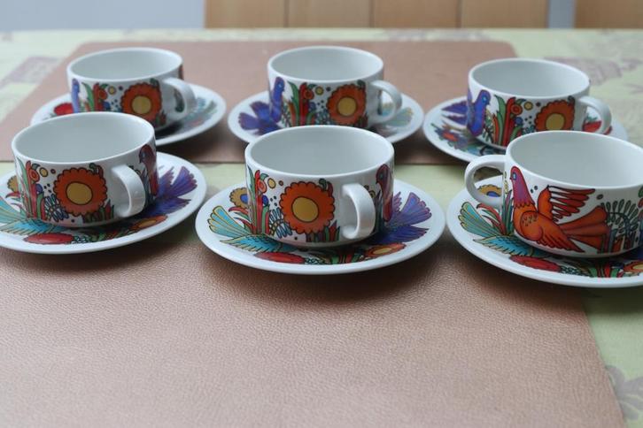 Boch Villeroy Acapulco Tasses sous-tasses café vintage 1970, Antiquités & Art, Antiquités | Céramique & Poterie, Enlèvement ou Envoi
