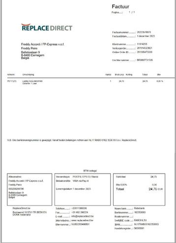 Accu voor laptop Nieuw!, Enlèvement
