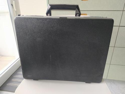 Vintage Delsey zwarte aktentas, Handtassen en Accessoires, Koffers, Gebruikt, Leer, Minder dan 50 cm, 45 tot 55 cm, Slot, Ophalen of Verzenden