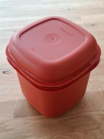 Vintage Tupperware doos terracotta - kubusvormig, Enlèvement, Comme neuf, Rouge, Autres types