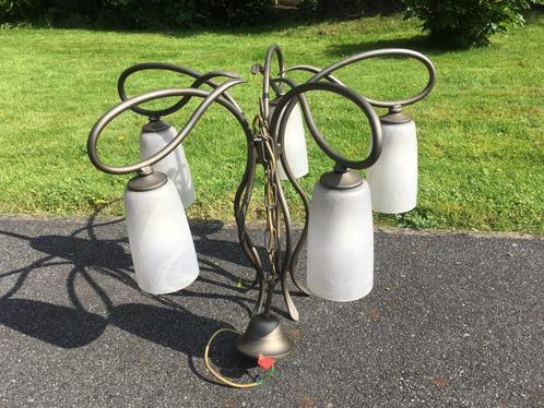 kroonluster smeedijzer , 5 lampen modern / klassiek, Maison & Meubles, Lampes | Suspensions, Comme neuf, 75 cm ou plus, Métal