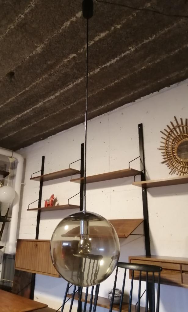 Retro jaren 60 bollamp, rookglas hanglamp, Antiek en Kunst, Kunst | Designobjecten, Ophalen