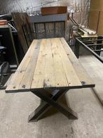 Ijzeren tafel met wagonplanken, Huis en Inrichting, Tafels | Eettafels, Ophalen, Nieuw