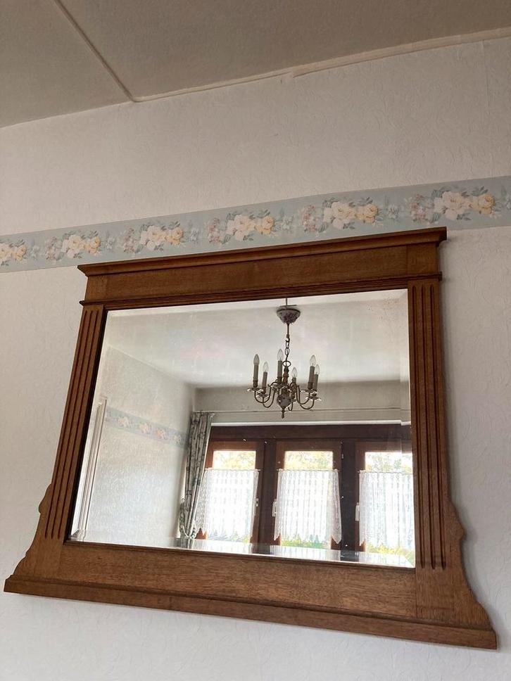 Miroir ancien en bois, Huis en Inrichting, Woonaccessoires | Spiegels, Gebruikt, 100 tot 125 cm, Minder dan 100 cm, Rechthoekig