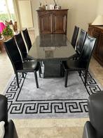 Design tafel graniet met 6 stoelen en tapijt, Huis en Inrichting, Tafels | Eettafels, Ophalen, 200 cm of meer, 50 tot 100 cm, Zo goed als nieuw