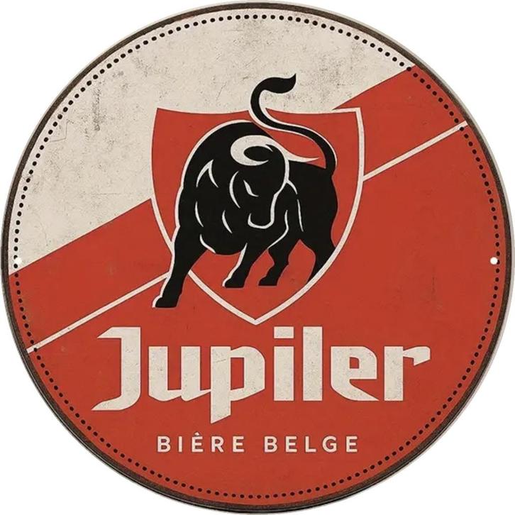 Panneau rond en métal Jupiler - rétro vintage mancave, Collections, Marques de bière, Neuf, Panneau, Plaque ou Plaquette publicitaire