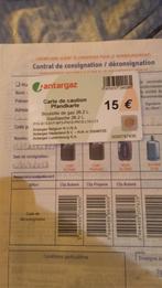 Carte consigne pour bonbonne de gaz avec papiers du contrat, Enlèvement
