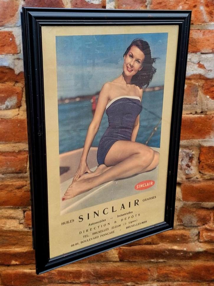 Originele vintage pin-up reclame poster van Sinclair olie️️⛽, Collections, Marques & Objets publicitaires, Utilisé, Panneau publicitaire