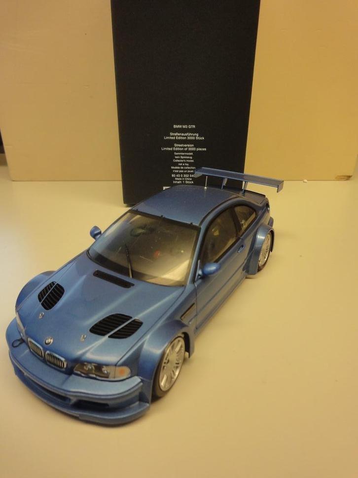 BMW E46 M3 GTR 1:18 Estoril Blau Minichamps  OVP 80430302540, Hobby en Vrije tijd, Modelauto's | 1:18, Gebruikt, Auto, MiniChamps
