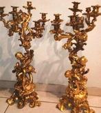 vergulde Louis XV-stijl bronzen kandelaars, Ophalen, Koper of Brons