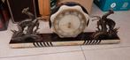 mooie Franse antieke art-decoklok van marmeren brons, Antiek en Kunst, Ophalen of Verzenden