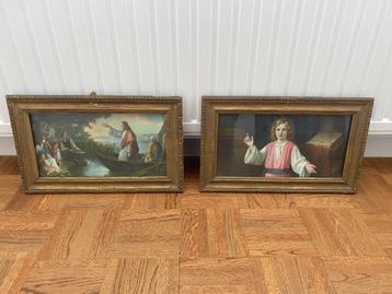 Twee schilderijtjes achter glas beschikbaar voor biedingen