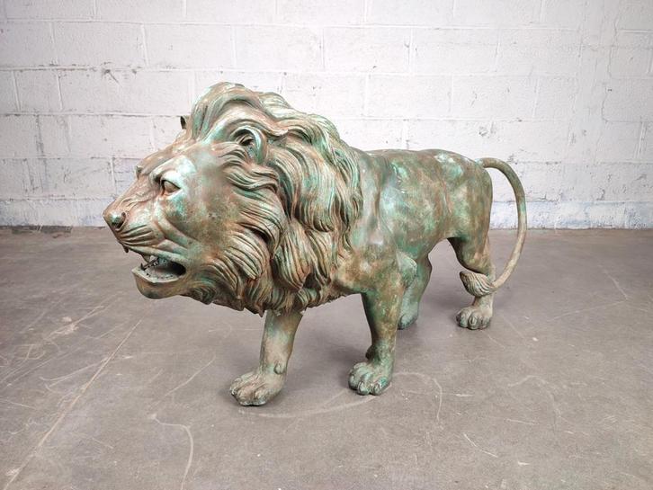 Grote bronzen leeuw Erik Kramer, Tuin en Terras, Tuinbeelden, Zo goed als nieuw, Ophalen